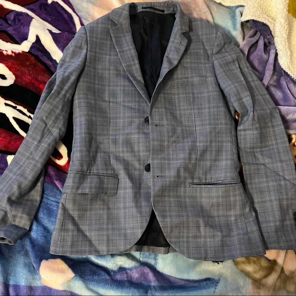 Topman Blue Plaid Blazer